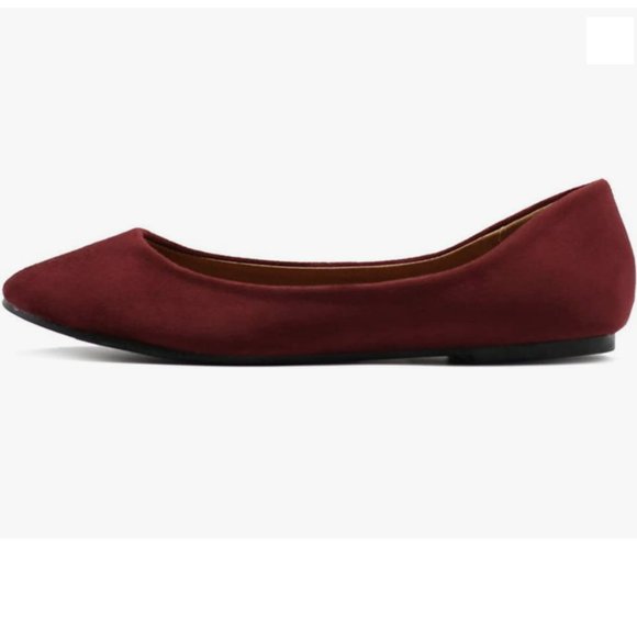 Ollio dark red faux suede ballet flats - Picture 3 of 7